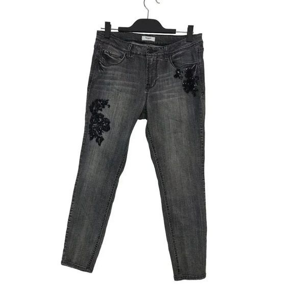 Kensie Womens Embroidered Black MidRise Ankle Jeans 10/30 - Picture 1 of 9